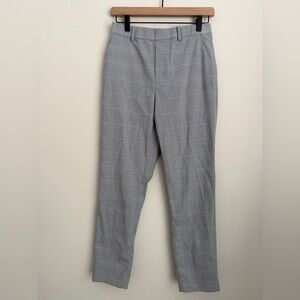 Uniqlo women grey plaid pull on pants elastic waist S